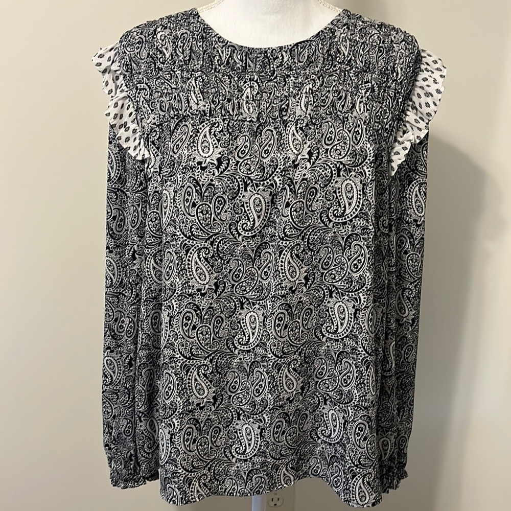 Loft Outlet Women’s XL Black/White Long-Sleeved Dress Top